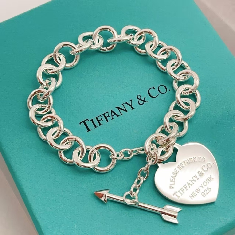 Tiffany & Co. Sterling Silver Heart Tag Charm Bracelet